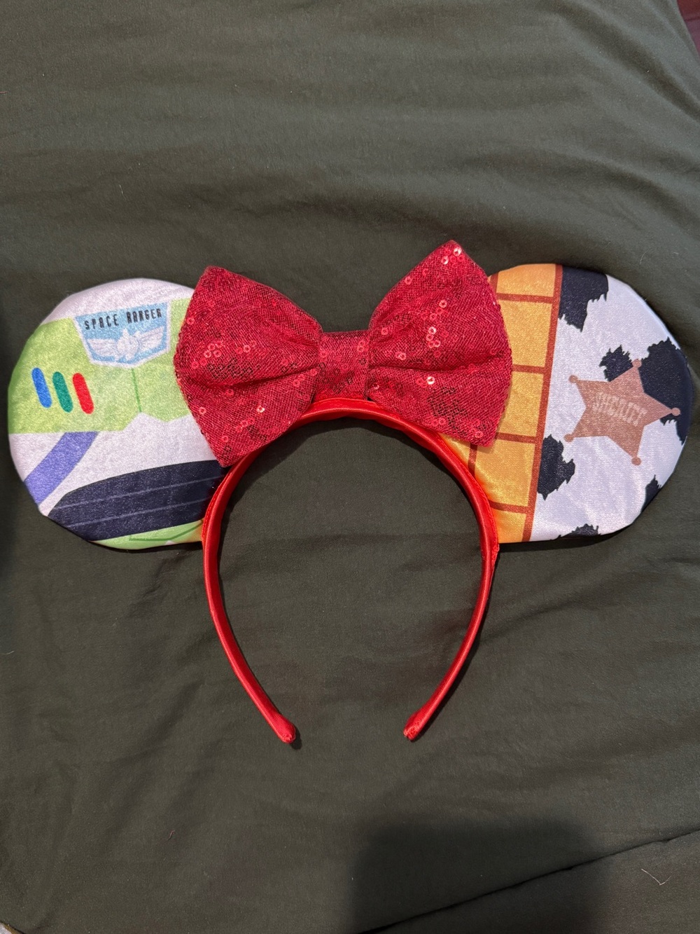 Toy Story Inspired Minnie Ears Headband with Red Sequin Bow